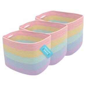 Wide Blanket Basket + Set of 3 Shelf Baskets - RAINBOW