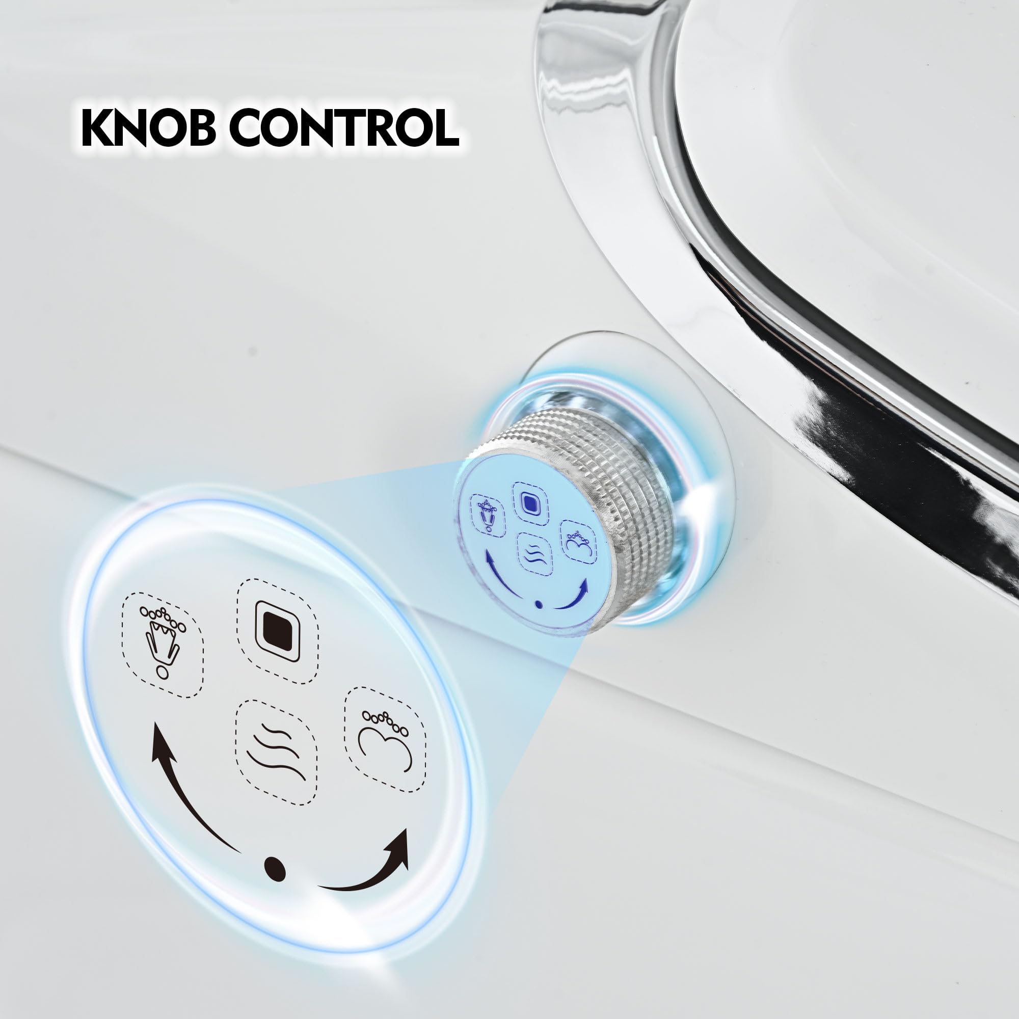 Smart Toilet with Bidet Built in, Tankless Toilet Bidet Combo with Foot Sensing, Elongated Heated Bidet Seat, Knob Control, LED Light