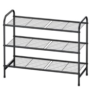 kitsure shoe rack - stainless steel shoe organizer, sturdy shoe rack for closet and front door entrance, free standing shoe shelf, closet organizers and storage, black