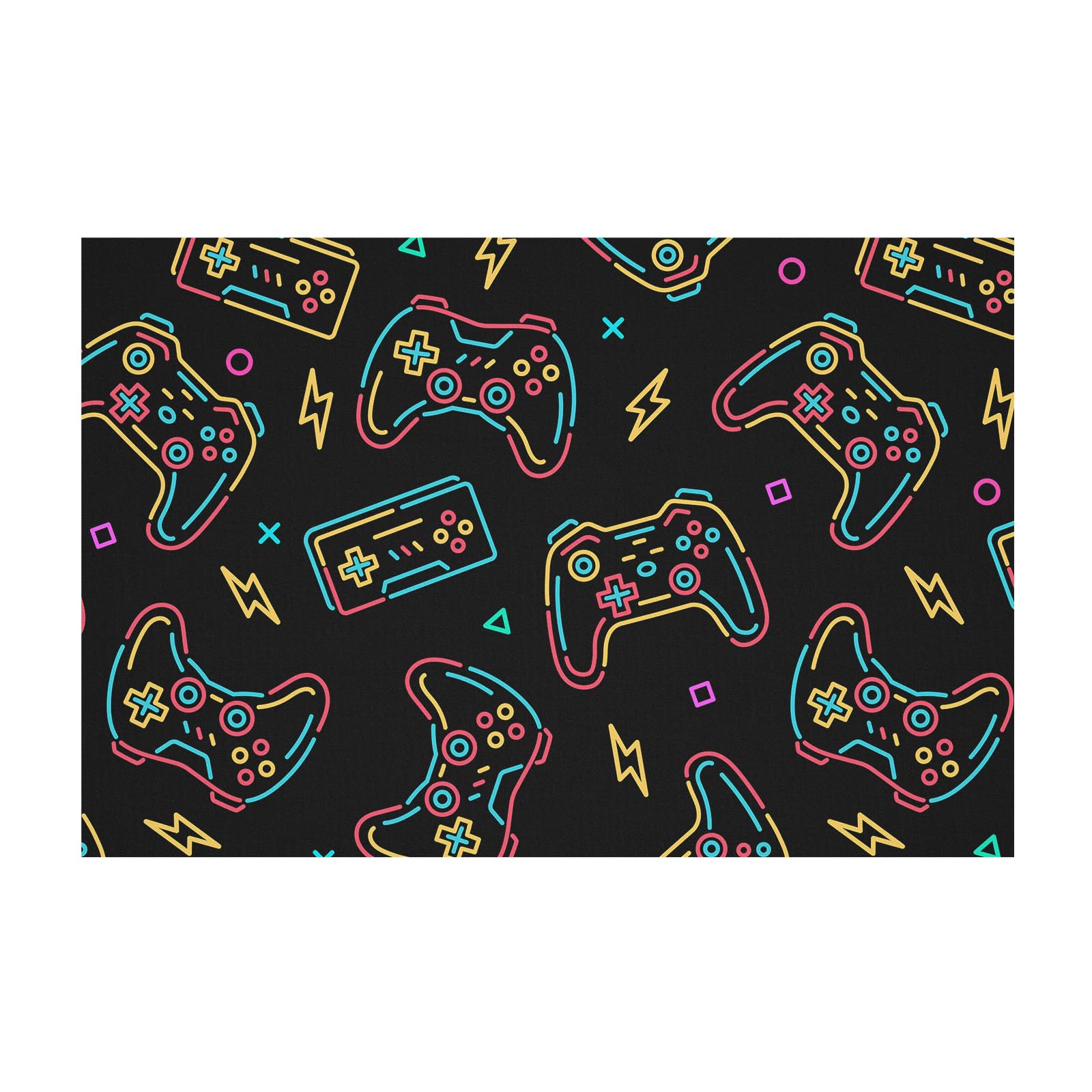 Osimiccp Gaming Rug for Boys Room,3'x5' Non Slip Neon Gamer Rug,3D Printed PlayStation Rug for Bedroom Living Room Gaming Room Decor