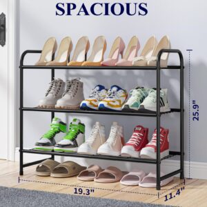 Kitsure Shoe Rack - Stainless Steel Shoe Organizer, Sturdy Shoe Rack for Closet and Front Door Entrance, Free Standing Shoe Shelf, Closet Organizers and Storage, Black