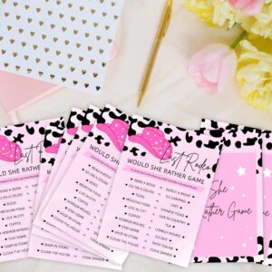 Last Rodeo Bachelorette Game - Nashville Cowgirl Bridal Shower Games - Would She Rather Wedding Shower Games Ideas - Country Engagement Party Games Supplies & Activities - 25 Game Cards(01)