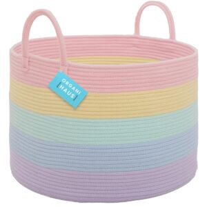 Wide Blanket Basket + Set of 3 Shelf Baskets - RAINBOW