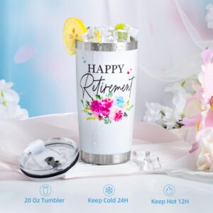 Retirement Gifts for Women 2024-Happy Retirement Gifts for Retirees，Teachers，Coworker，Nurses，Mom，Grandma，Unique Retired 20OZ Tumbler Gifts Ideas for Coworkers Office & Family