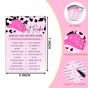 Last Rodeo Bachelorette Game - Nashville Cowgirl Bridal Shower Games - Would She Rather Wedding Shower Games Ideas - Country Engagement Party Games Supplies & Activities - 25 Game Cards(01)