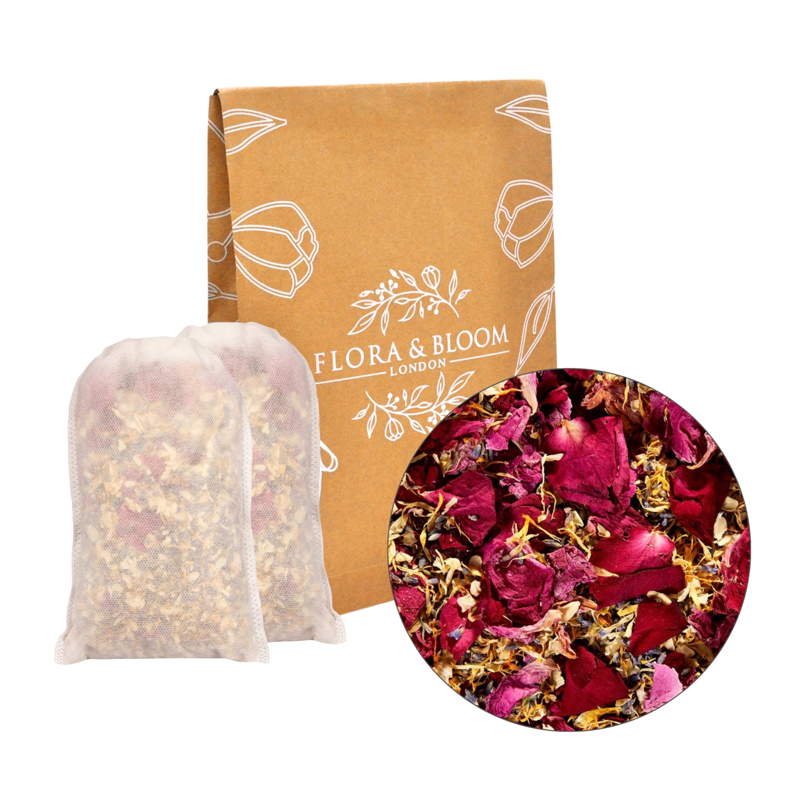 Flora & Bloom Biodegradable Confetti For 28 Guests | Dried Flowers (180g, 0.4lbs) | Wedding Confetti | Jasmine, Lavender & Rose Petals | Wedding Decorations