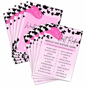 last rodeo bachelorette game - nashville cowgirl bridal shower games - would she rather wedding shower games ideas - country engagement party games supplies & activities - 25 game cards(01)