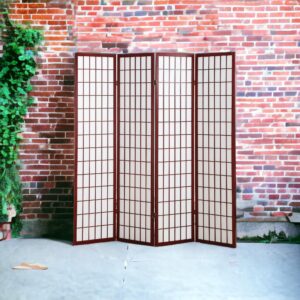 Liveasy Furniture 4 Panels Room Divider Privacy Screen Shoji Divider 6ft High Japanese Style Privacy Room Divider (Cherry, 4 Panels)