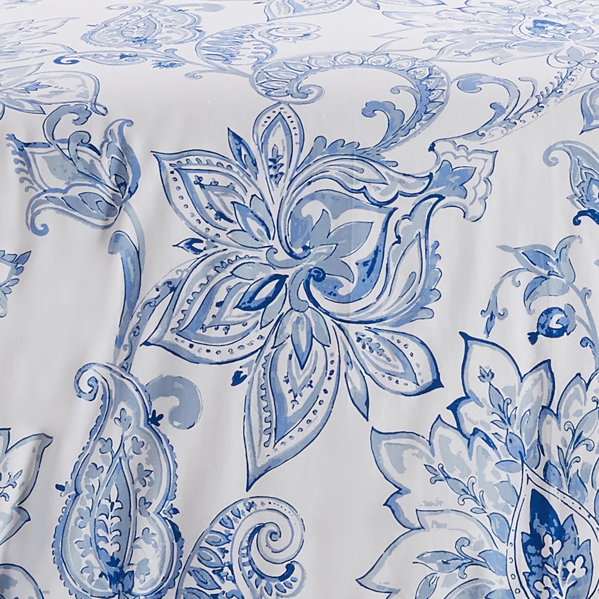 Levtex Home - Bennett Duvet Cover Set - King Duvet Cover + Two King Pillow Cases - Floral Paisley - Blue and White - Duvet Cover (106 x 94in.) and Pillow Case (36 x 20in.) - Cotton