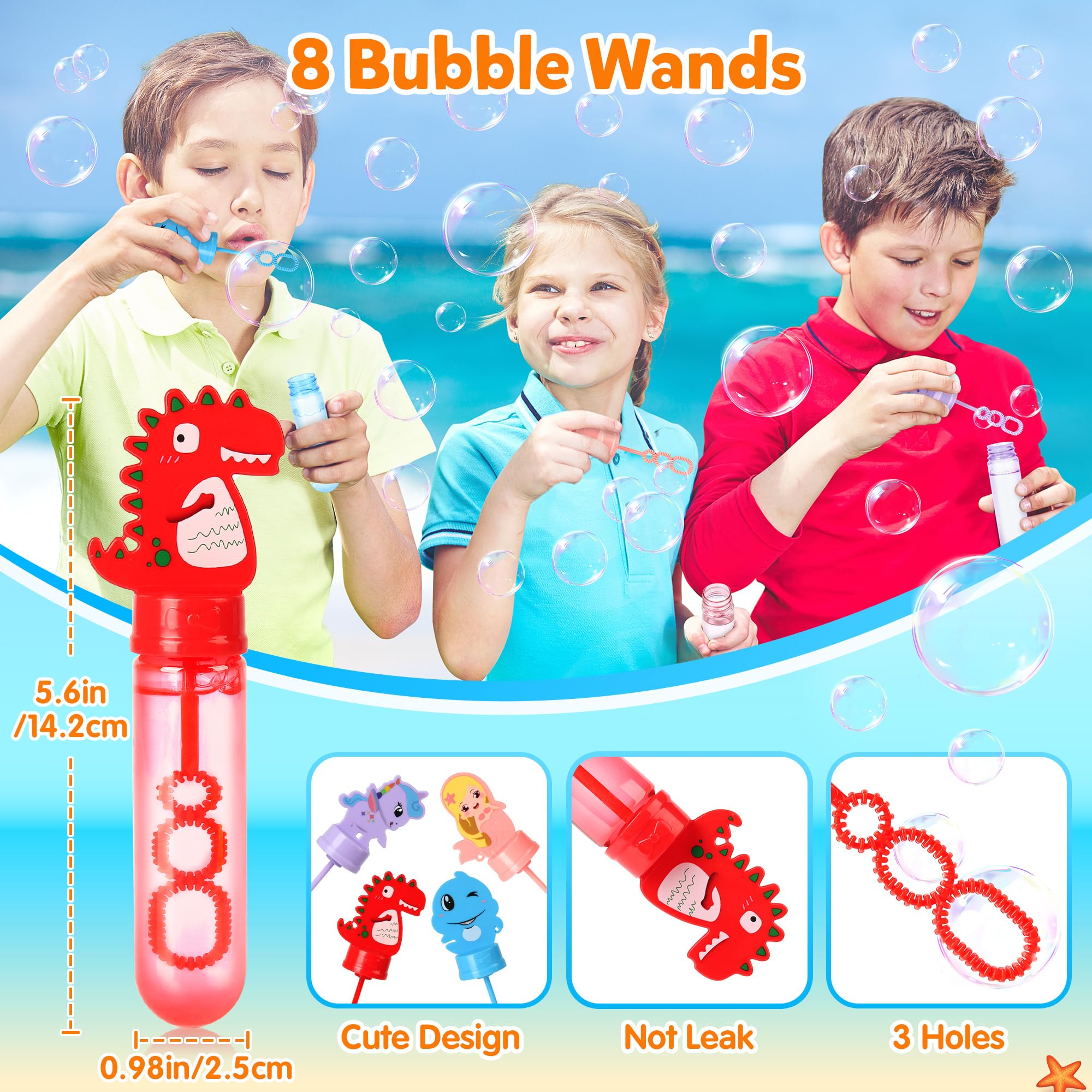 Mocoosy Beach Party Favors for Kids, 40 Pack Pool Party Favors Summer Water Toys Goody Bag Stuffers Including Beach Balls, Bubble Wands, Sunglasses Bulk for Birthday Party Supplies Outdoor Fun Play