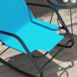 Outsunny Garden Rocking Chair, Outdoor Indoor Sling Fabric Rocker for Patio, Balcony, Porch, Light Blue