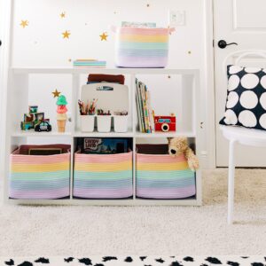 Wide Blanket Basket + Set of 3 Shelf Baskets - RAINBOW