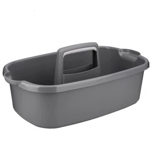 aloeu plastic storage basket portable shower tote organizer basket with handle for bathroom, bedroom, kitchen dark gray