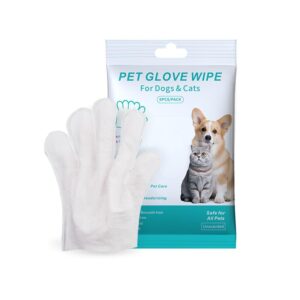 pet glove wipe, cleaning glove for dog and cat, fur face, ear, eye, paws cleaning wipes, pet wash free gloves, cleaning grooming wipes for daily care and traveling, no rinse, gentle, thickened, 6pcs