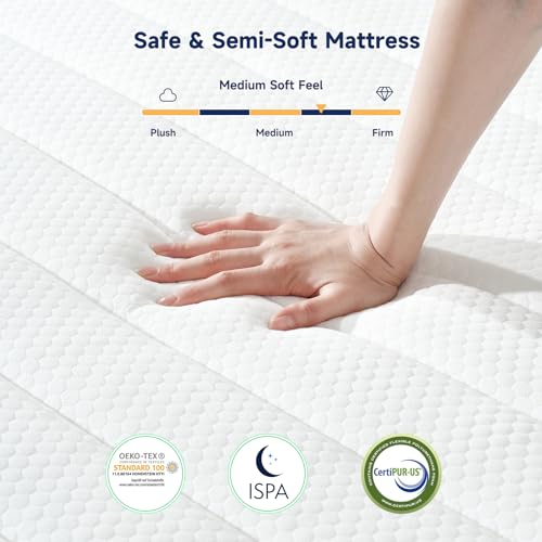 Z-hom Full Mattress 8 Inch, Full Size Mattresses Hybrid Innerspring Mattress in a Box, Full Foam Spring Mattress with Motion Isolation & Pressure Relief for Full Bed Frames, Medium Soft, White