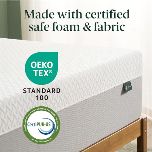 ZINUS 10 Inch Green Tea Essential Memory Foam Mattress [New Version], Queen, Fiberglass Free, Medium Feel, Breathable Airflow Memory Foam, Certified Safe Foams & Fabric, Mattress in A Box