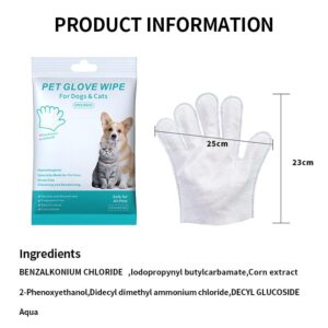 Pet Glove Wipe, Cleaning Glove for Dog and Cat, Fur Face, Ear, Eye, Paws Cleaning Wipes, Pet Wash Free Gloves, Cleaning Grooming Wipes for Daily Care and Traveling, No Rinse, Gentle, Thickened, 6PCS