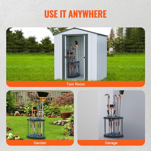 VEVOR Garden Tool Organizer, 19 Slots, Yard Tool Tower Rack for Garage Organization and Storage, Hold Long-Handled Tool/Rake/Broom/Shovel, PP Garden Tool Stand Holder Organizer for Yard, Shed, Outdoor