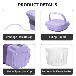 Nidouillet 11L portable washing machine, mini washing machine for underwear and baby clothes,Comes with a drain basket and drainpipe for apartments, dormitories, hotels, and outdoor camping