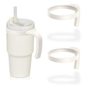 handles for stanley 20oz quencher h2.0 flowstate tumbler, stanley cup accessories 20 oz, stanley cup handle attachment, anti slip, car cup holder friendly, improved grip, pack of 2(cream, 20oz)