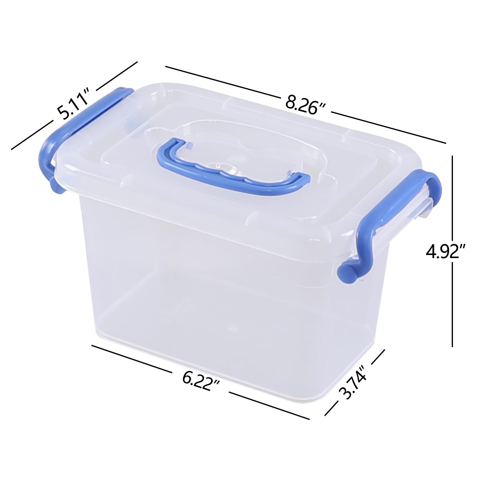 Lasbily 6 Packs Mini Plastic Clear Storage Box Container with Lids, Small Stackable Bin with Latch, 1.5 L