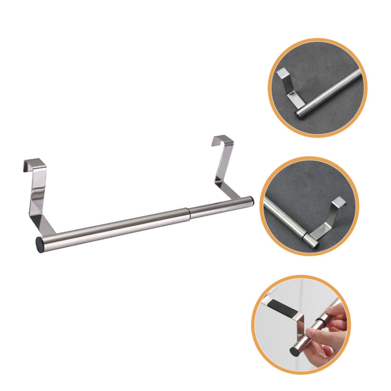 FELTECHELECTR Telescopic Towel Rack Cabinet Door Towel Holder Household Towel Rack Towel Single Bars Kitchen Towel Shelf Over Cabinet Towel Bar Metal Towel Bar Storage Stainless Steel Cupboard