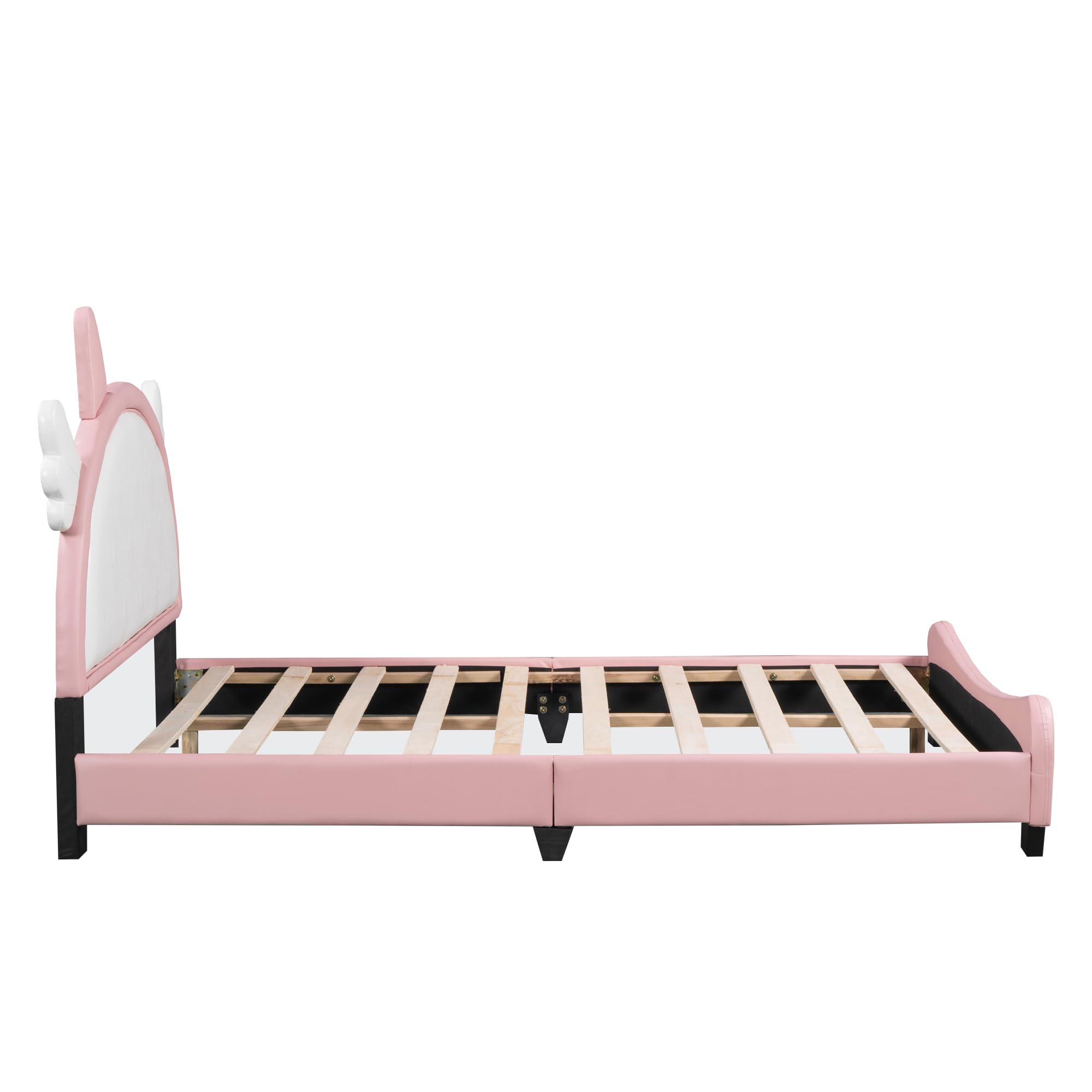 Bellemave Full Size Princess Bed Frame with Unicorn Shape Headboard,PU Upholstered Princess Full Bed for Girls,Kids Full Platform Bed(Full,Pink)