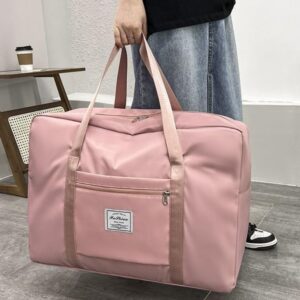 Quilt Storage Bag Waterproof Storage Bag Quilt Clothes Organizing Bag Moving Packing Bag Cover Trolley Bag(Pink & Black 2PCS)