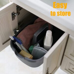 ALOEU Plastic Storage Basket Portable Shower Tote Organizer Basket with Handle for Bathroom, Bedroom, Kitchen Dark Gray