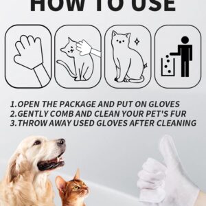 Pet Glove Wipe, Cleaning Glove for Dog and Cat, Fur Face, Ear, Eye, Paws Cleaning Wipes, Pet Wash Free Gloves, Cleaning Grooming Wipes for Daily Care and Traveling, No Rinse, Gentle, Thickened, 6PCS