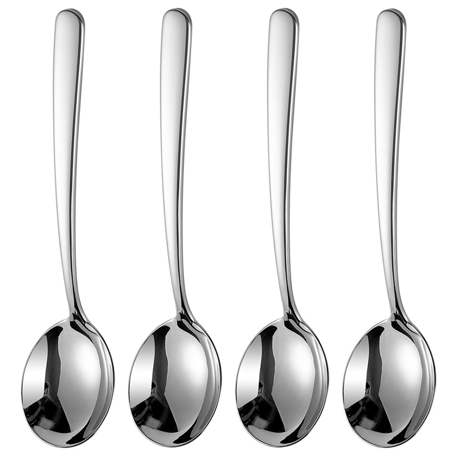 ZDFQly 7.6 Inch Soup Spoons, Premium 304 Stainless Steel with Long Handles Tablespoon, Thick Heavy Duty, Bouillon Spoons, 4 pack