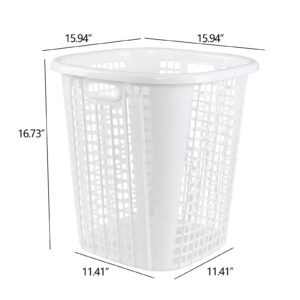 Lasbily 6 Packs 50 L Plastic Laundry Hamper, Tall Dirty Clothes Basket with Cut Out Handle, White