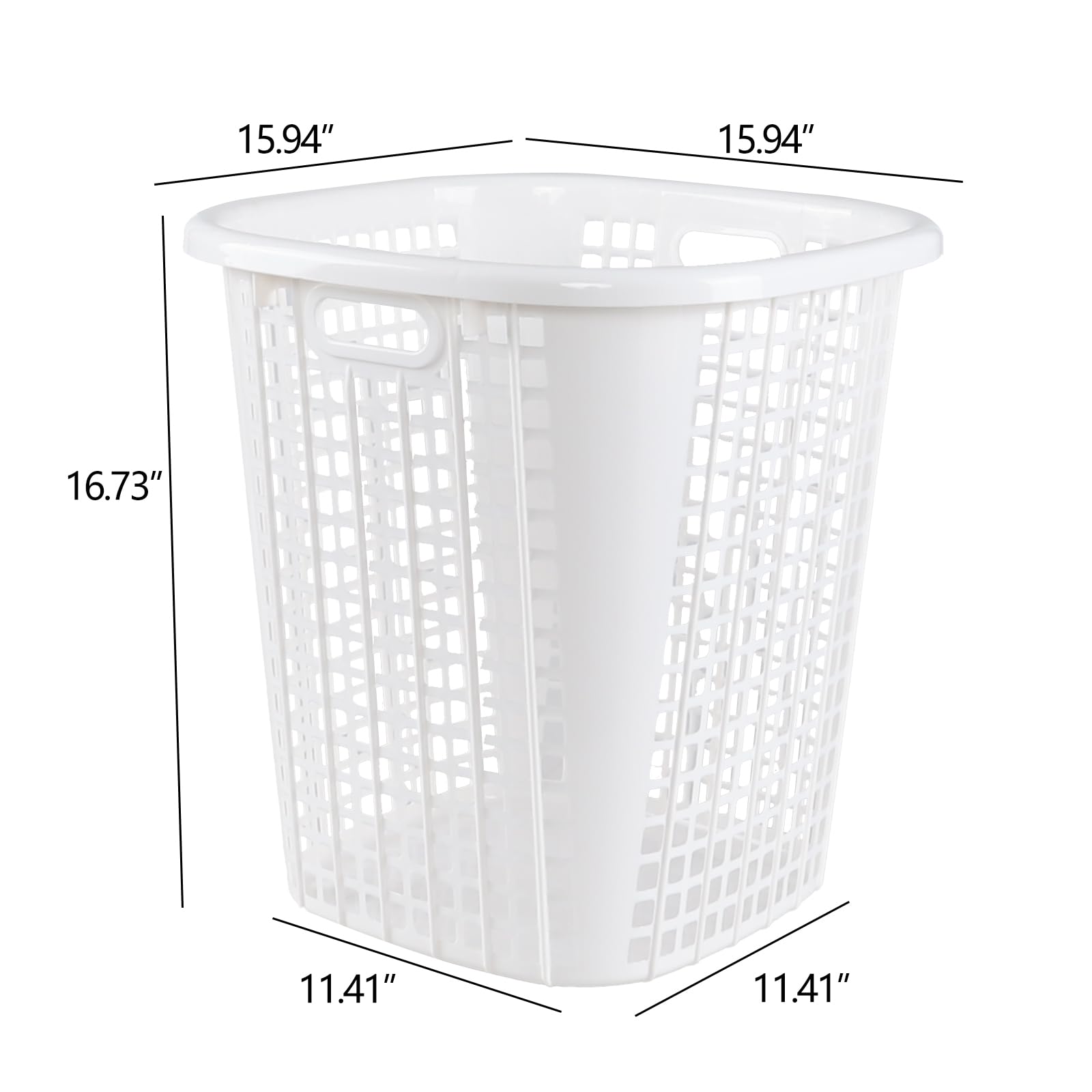 Lasbily 6 Packs 50 L Plastic Laundry Hamper, Tall Dirty Clothes Basket with Cut Out Handle, White