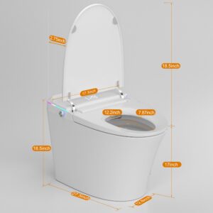 TEISVAY Smart Toilet with Bidet Built in, Auto Open & Close Smart Toilet with Foot Sensing, Smart Bidet Toilet with Heated Seat Smart Toilets for Bathroom with User Habit Setting