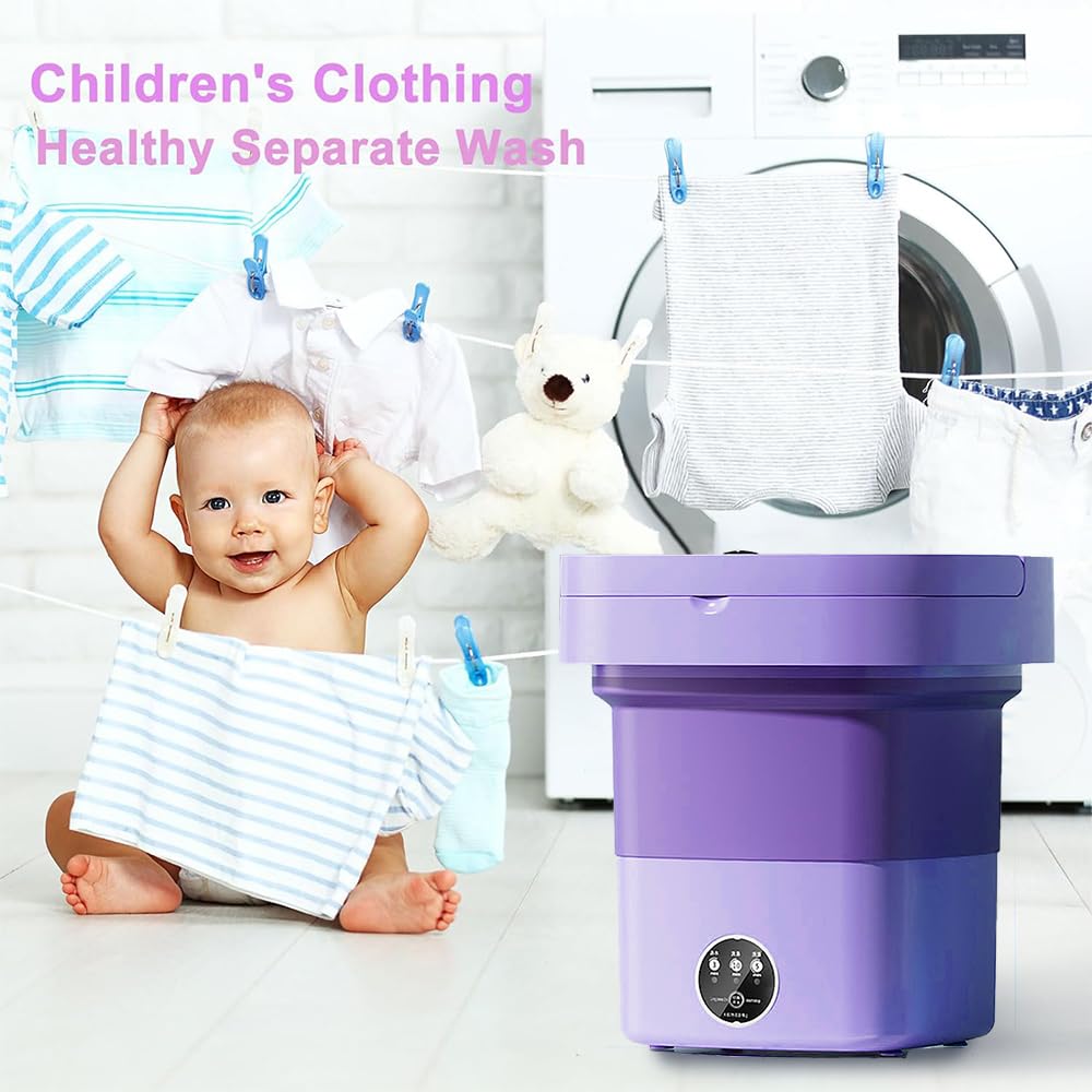 Nidouillet 11L portable washing machine, mini washing machine for underwear and baby clothes,Comes with a drain basket and drainpipe for apartments, dormitories, hotels, and outdoor camping