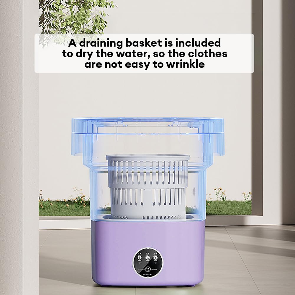 Nidouillet 11L portable washing machine, mini washing machine for underwear and baby clothes,Comes with a drain basket and drainpipe for apartments, dormitories, hotels, and outdoor camping