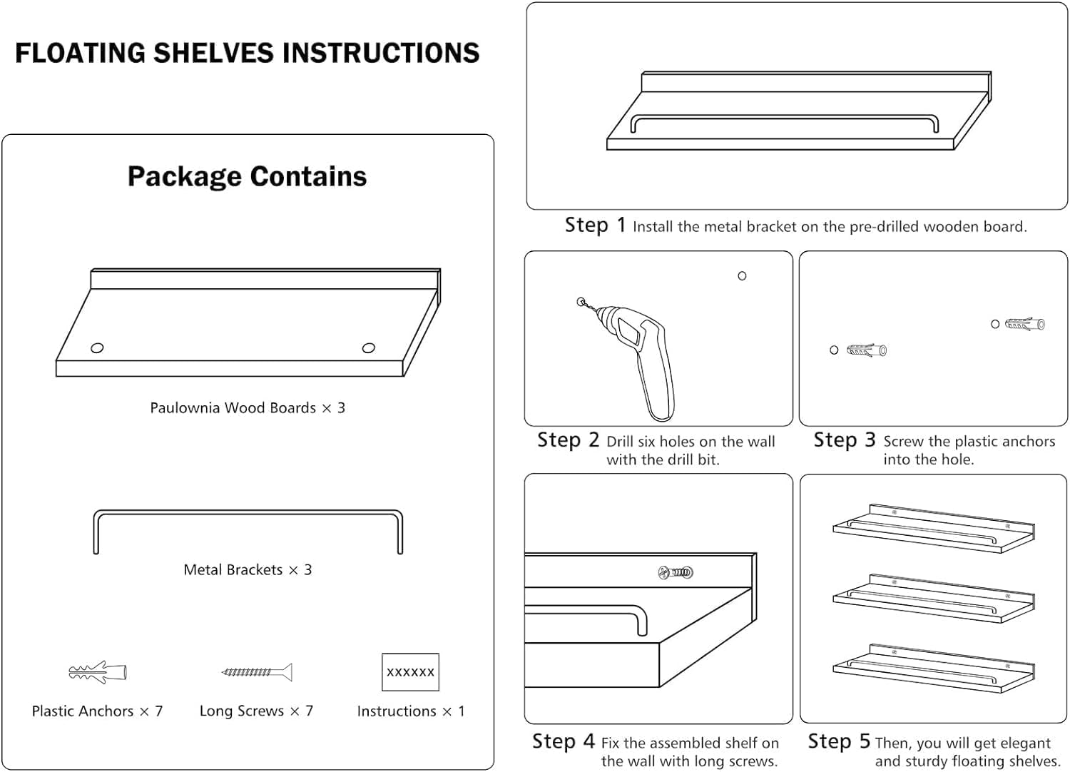 RYOFOBETTO Small Floating Shelf, 6 X 6 Inches Farmhouse Wall Shelves for Living Room, Bedroom, Picture Frames, Plants, Kitchen, Set of 3 (Black)