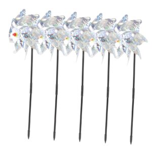 BESPORTBLE Reflective Windmill 20 Pcs Garden Windmill Garden Bird Fishpond Orchard Windmill Bird Windmill Reflective Pinwheels Prop to Rotate Plastic Bird Belt Outdoor