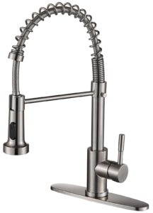 cobbe kitchen faucets, brushed nickel commercial kitchen faucet with pull down sprayer, stainless steel kitchen sink faucets for 1 or 3 hole, single handle faucet for sink farmhouse rv