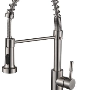 Cobbe Kitchen Faucets, Brushed Nickel Commercial Kitchen Faucet with Pull Down Sprayer, Stainless Steel Kitchen Sink Faucets for 1 or 3 Hole, Single Handle Faucet for Sink Farmhouse Rv