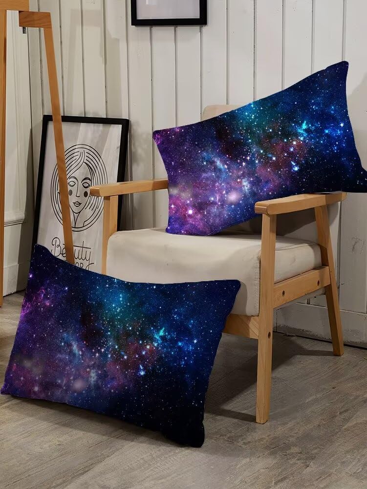 kxry Blue Purple Galaxy Fitted Sheet Sets Queen Size for Boys Kids Teens Outer Space Starry Sky Universe Bedding Set 1 Fitted Sheet + 1 Flat Sheet + 2 Pillow Cases