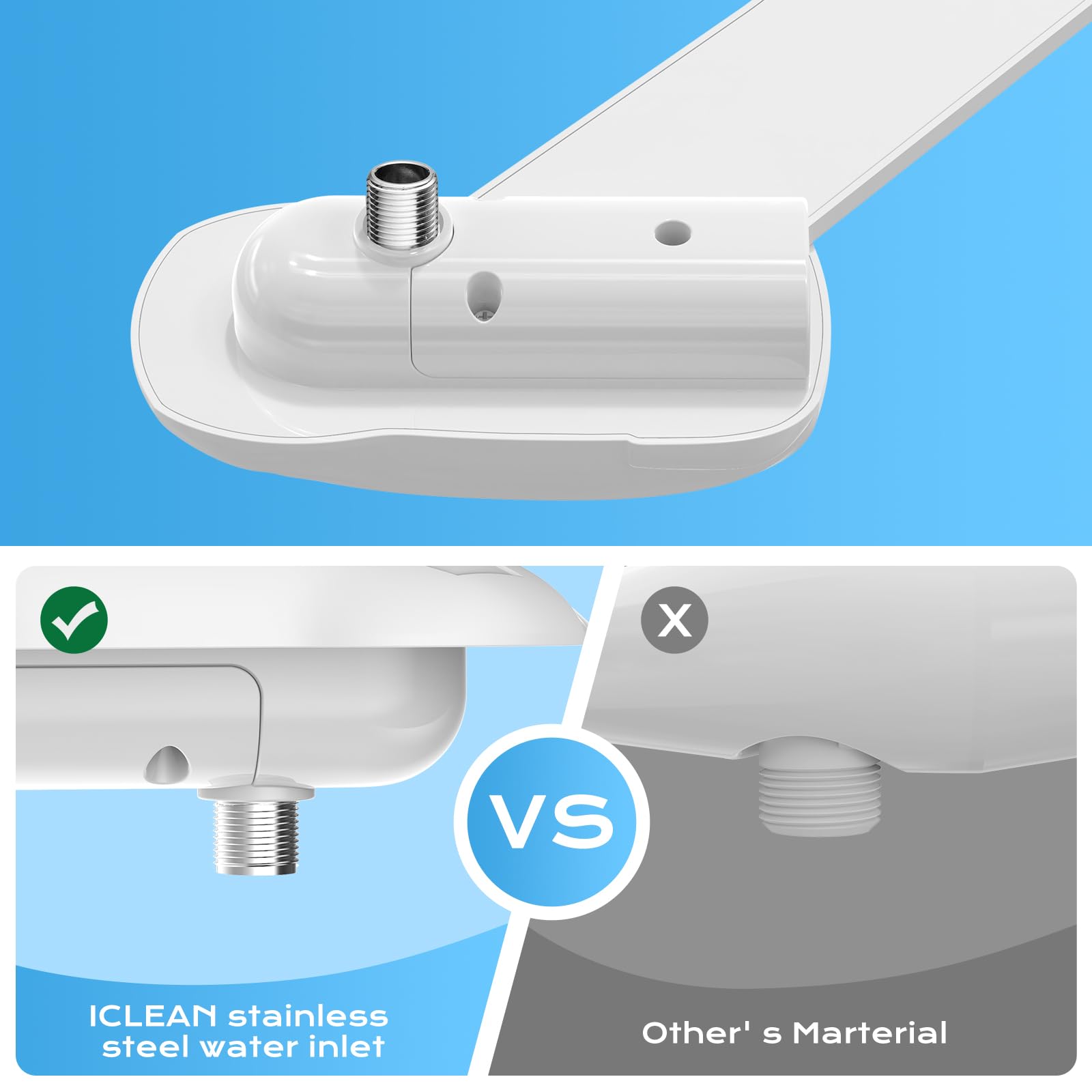 Bidet Attachments, Dual Nozzle (Feminine and Rear Wash) Non-Electric Bidet Attachment for Toilet Seat, Adjustable Water Pressure, Ease of Installation (Classic White Style)