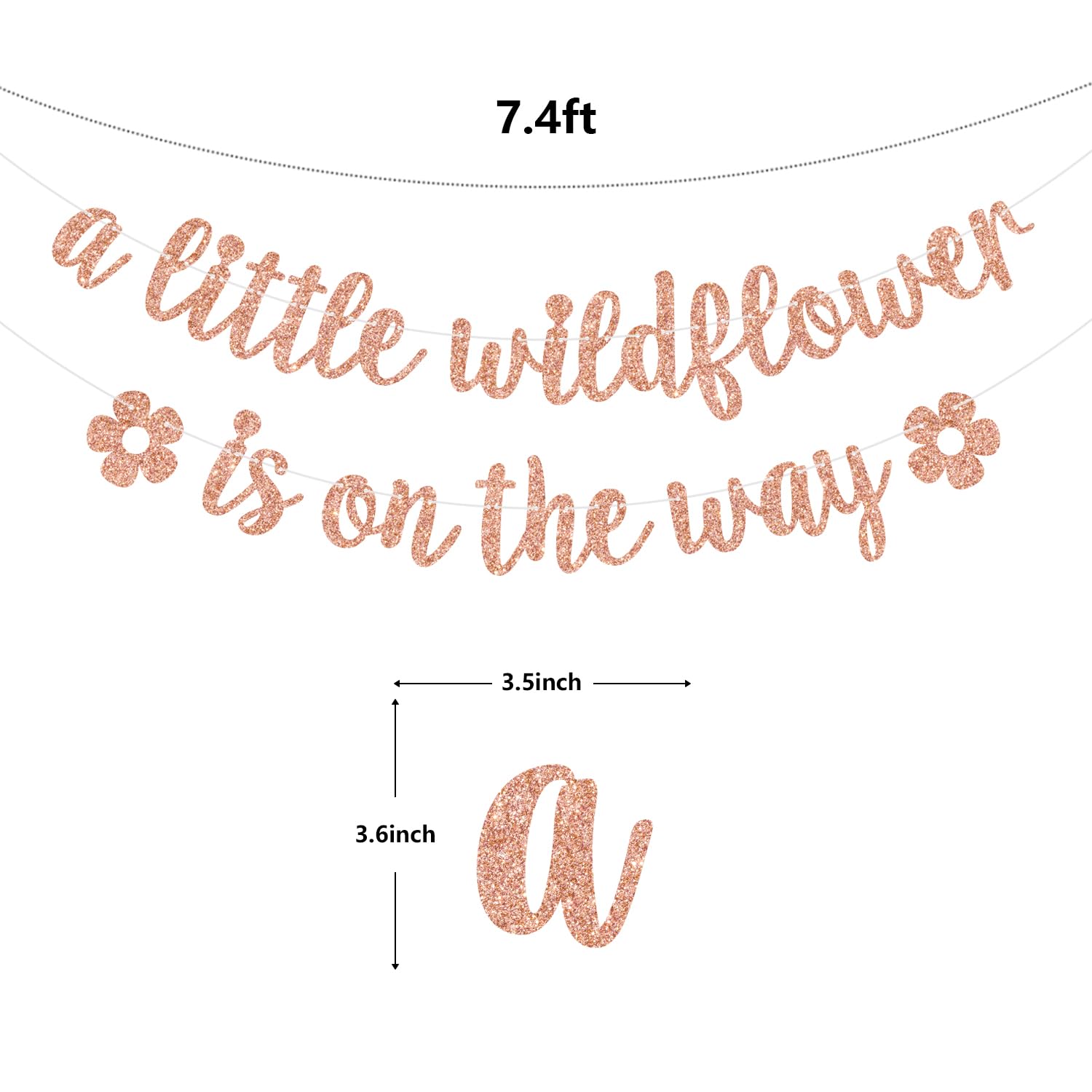 A Little Wildflower is on the Way Banner, Flower Baby Shower Decorations, Floral Theme Gender Reveal Baby Shower Party Decorations, Rose Gold Glitter