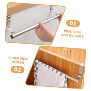 FELTECHELECTR Telescopic Towel Rack Cabinet Door Towel Holder Household Towel Rack Towel Single Bars Kitchen Towel Shelf Over Cabinet Towel Bar Metal Towel Bar Storage Stainless Steel Cupboard