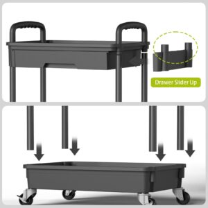 SORGION 3 Tier Rolling Cart Organizer,Laundry Room Bathroom Organizers and Storage Office Shelves Mobile Shelving Unit Kitchen Trolley Cart with Wheels for Art,Craft,Diaper,Bedside,Snack(Black)