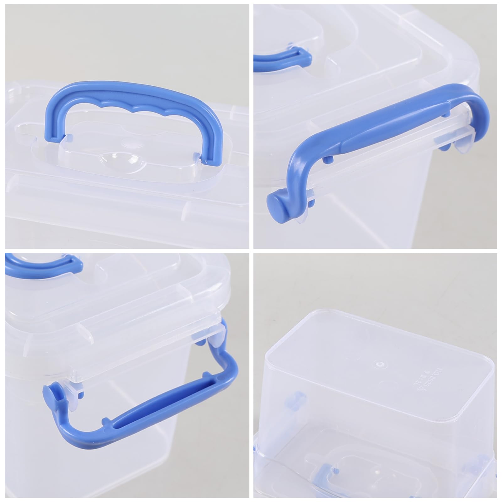 Lasbily 6 Packs Mini Plastic Clear Storage Box Container with Lids, Small Stackable Bin with Latch, 1.5 L