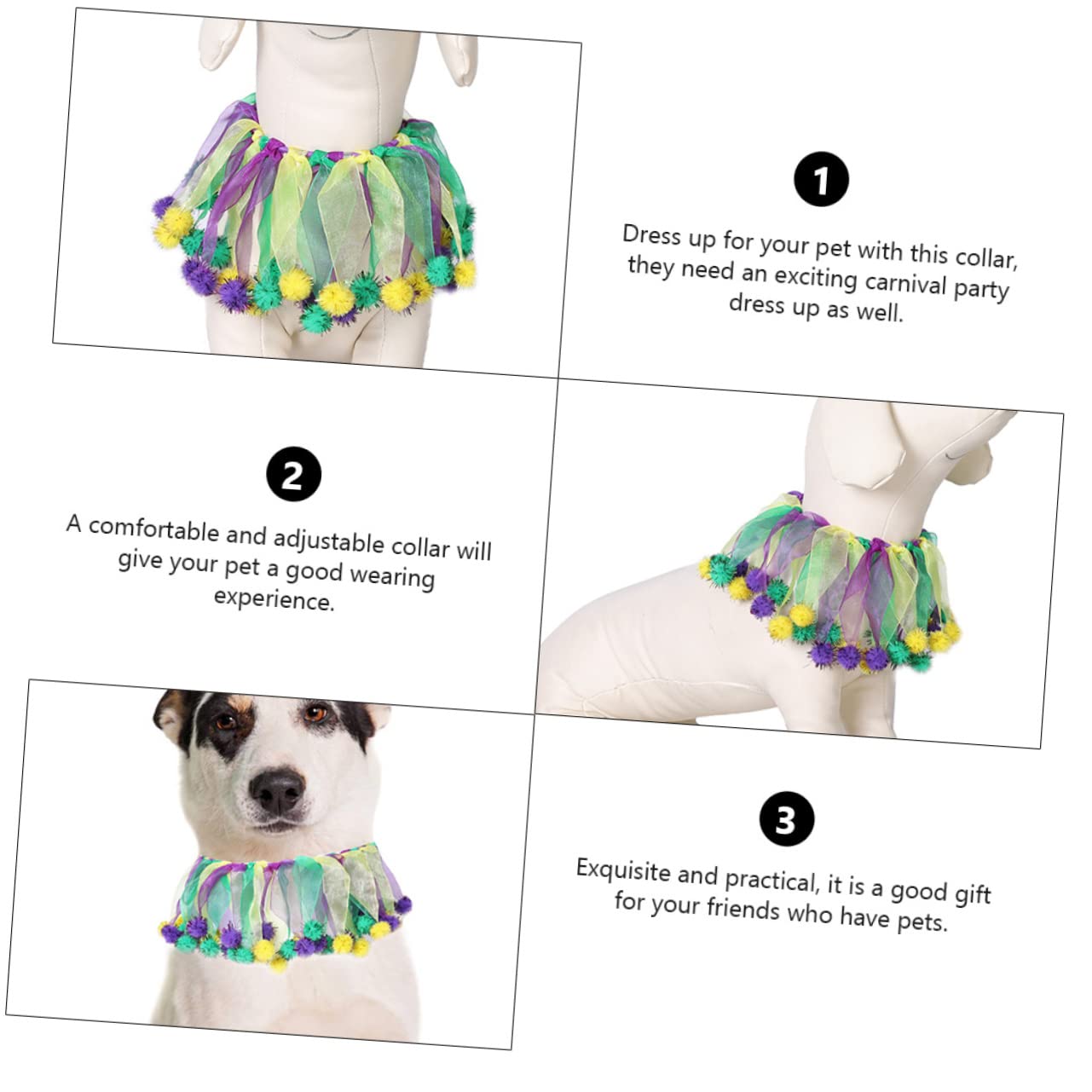 Beavorty 3 Pcs Pet Collar Comfortable Dogs Collar Carnival Cat Collar Wound Healing Cone Dog Surgery Collar Cat Elizabethan Collar Pet Carnival Collar Pet Neck Skirt Small Dog Polyester