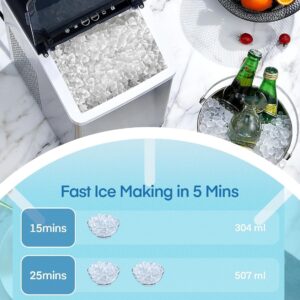 Nugget Ice Maker Countertop, 55lbs/24H Tooth-Friendly Soft Chewable Pebble Ice Machine, Self-Cleaning with Drainpipe, Crushed Pellet Ice Makers for Home Kitchen Party, Stainless Steel