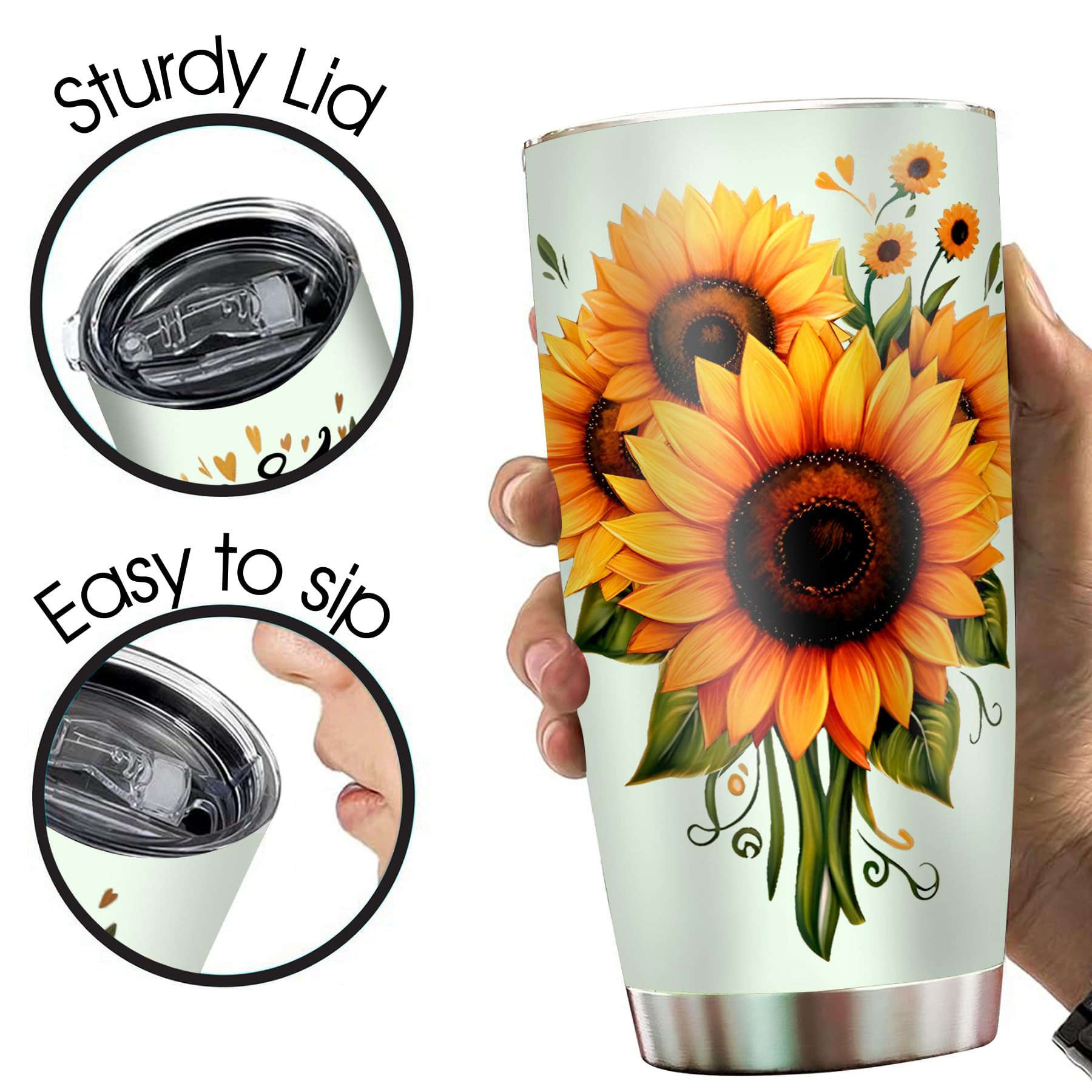 Best Mom Ever Mom Tumbler - Drinking Cup for Mom Gifts for Mom from Daughter Son Kids Mothers Day Cup - Worlds Best Mom Mug Mothers Birthday Sunflower Gifts for Women 20oz Stainless Steel Tumbler