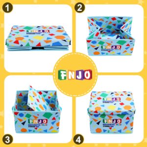 FNJO Toy Storage Bin,Foldable Toy Organizer with Lid, Playroom Organizer,Toy Holder,Storage Box for Magnetic Tiles and other gadget